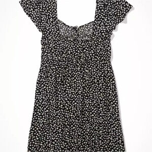 American Eagle Printed Cinch-Front Mini  Dress